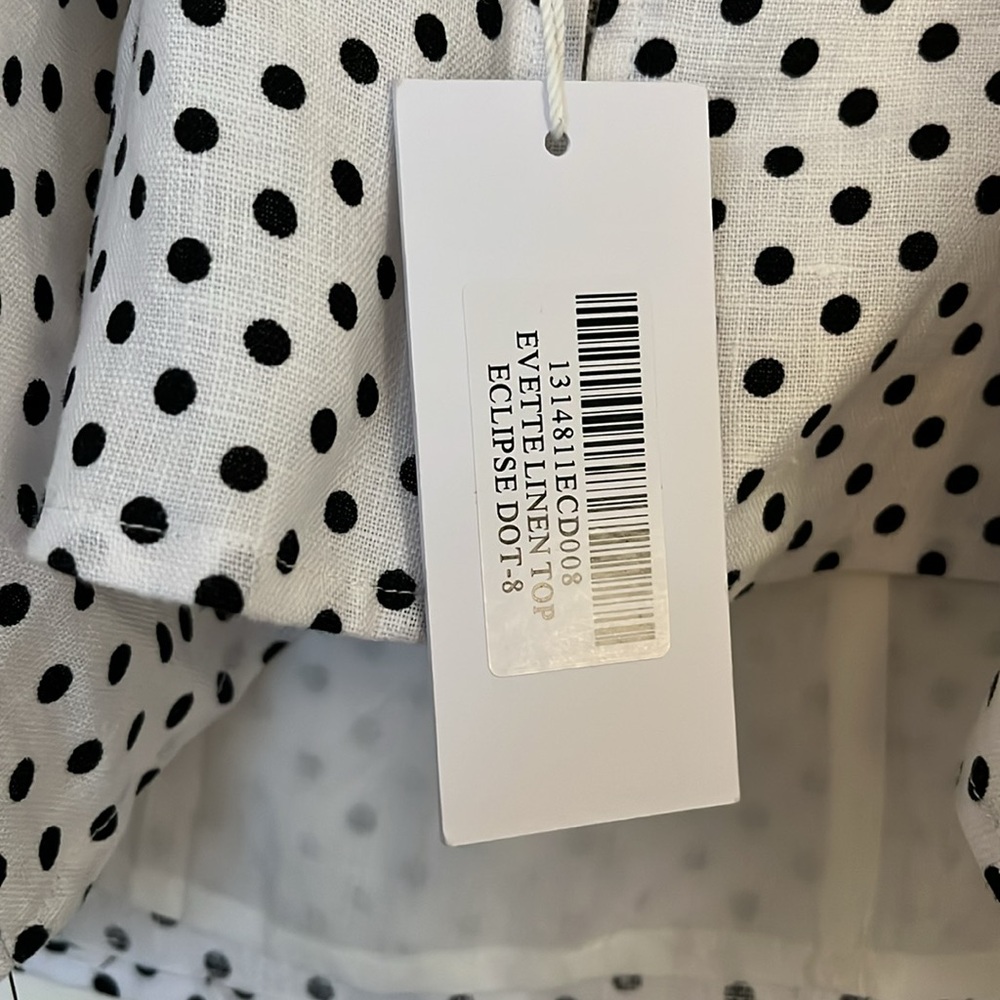 NWT Reformation Evette Linen Top in Eclipse Dot - Picture 4 of 9